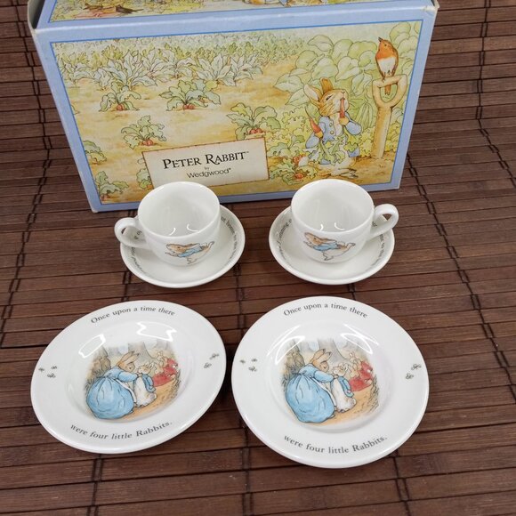 Wedgewood Peter Rabbit 6 Piece Children's Tea Set For 2 Beatrix Potter 1992 - Picture 2 of 14